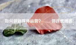 如何做新媒体运营？  –  邵连虎博客