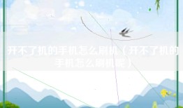 开不了机的手机怎么刷机（开不了机的手机怎么刷机呢）