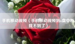 手机移动视频（手机移动视频到u盘中断找不到了）