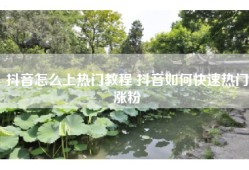 抖音怎么上热门教程 抖音如何快速热门涨粉