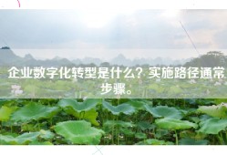 企业数字化转型是什么？实施路径通常步骤。