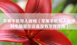 苹果手机导入视频（苹果手机导入视频到电脑显示设备没有发挥作用）