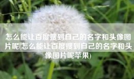 怎么能让百度搜到自己的名字和头像图片呢(怎么能让百度搜到自己的名字和头像图片呢苹果)