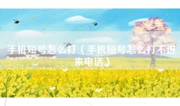 手机短号怎么打（手机短号怎么打不进来电话）