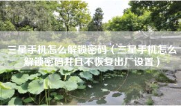 三星手机怎么解锁密码（三星手机怎么解锁密码并且不恢复出厂设置）