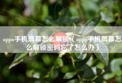 oppo手机屏幕怎么解锁（oppo手机屏幕怎么解锁密码忘了怎么办）