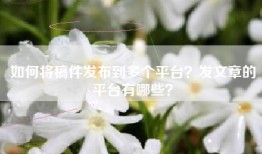 如何将稿件发布到多个平台？发文章的平台有哪些？