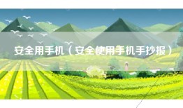 安全用手机（安全使用手机手抄报）