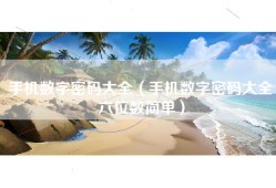 手机数字密码大全（手机数字密码大全六位数简单）