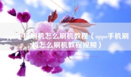 oppo手机刷机怎么刷机教程（oppo手机刷机怎么刷机教程视频）