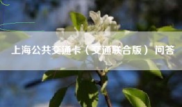 上海公共交通卡（交通联合版） 问答