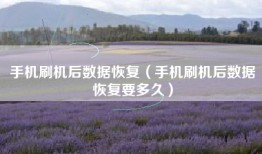 手机刷机后数据恢复（手机刷机后数据恢复要多久）