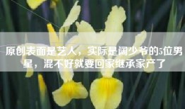 原创表面是艺人，实际是阔少爷的5位男星，混不好就要回家继承家产了