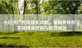 小红书广告投放全攻略，掌握多种形式实现精准营销与高效转化