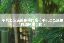 手机怎么连接移动网络（手机怎么连接移动网络上网）