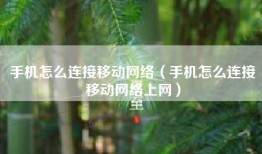手机怎么连接移动网络（手机怎么连接移动网络上网）