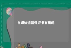 自媒体运营师证书有用吗