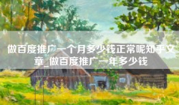 做百度推广一个月多少钱正常呢知乎文章_做百度推广一年多少钱