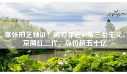 曝张柏芝领证！男方年近60系三胎生父，京圈红三代，身价超五十亿