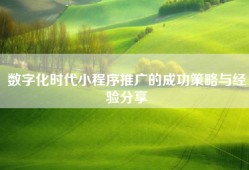 数字化时代小程序推广的成功策略与经验分享