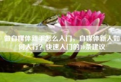 做自媒体新手怎么入门，自媒体新人如何入行？快速入门的10条建议