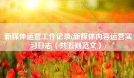 新媒体运营工作记录(新媒体内容运营实习日志（共五则范文）)