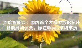 百度智能云：国内首个大模型数据标注基地启动运营，标注师100%本科学历