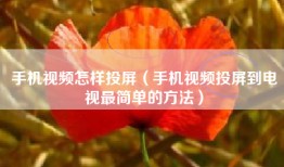 手机视频怎样投屏（手机视频投屏到电视最简单的方法）