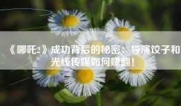 《哪吒2》成功背后的秘密：导演饺子和光线传媒如何赚翻！