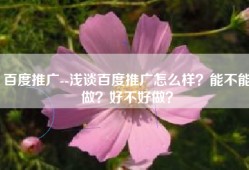 百度推广--浅谈百度推广怎么样？能不能做？好不好做？