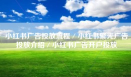 小红书广告投放流程／小红书聚光广告投放介绍／小红书广告开户投放