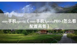 sony手机xperia（sony手机XperiaPRO-1怎么看配置高低）