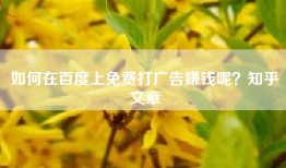如何在百度上免费打广告赚钱呢？知乎文章