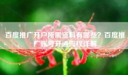 百度推广开户所需资料有哪些？百度推广账号开通流程详解