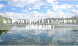 怎么把视频下载到手机（怎么把视频下载到手机相册）