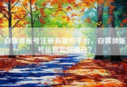 自媒体账号注册有哪些平台，自媒体账号运营如何提升？