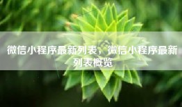 微信小程序最新列表，微信小程序最新列表概览