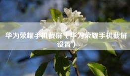 华为荣耀手机截屏（华为荣耀手机截屏设置）
