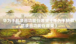 华为手机录音功能在哪里（华为手机微信录音功能在哪里）