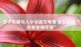 李子柒被写入小学语文考卷 家长吐槽“出卷老师浅薄”