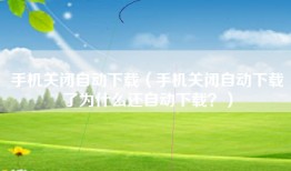 手机关闭自动下载（手机关闭自动下载了为什么还自动下载？）