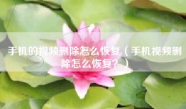 手机的视频删除怎么恢复（手机视频删除怎么恢复？）