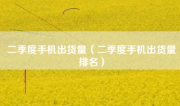 二季度手机出货量（二季度手机出货量排名）