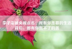 李子柒被央视点名：所有你羡慕的生活背后，都有你熬不了的苦