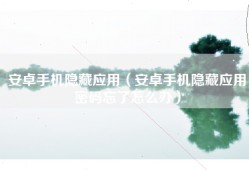 安卓手机隐藏应用（安卓手机隐藏应用密码忘了怎么办）