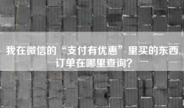 我在微信的“支付有优惠”里买的东西,订单在哪里查询？