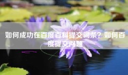 如何成功在百度百科提交词条？如何百度提交问题