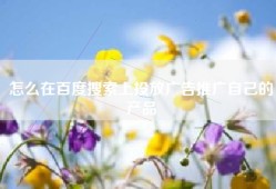 怎么在百度搜索上投放广告推广自己的产品