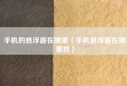 手机的悬浮窗在哪里（手机悬浮窗在哪里找）