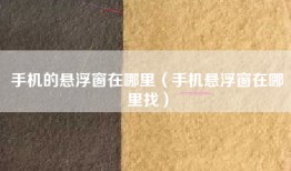 手机的悬浮窗在哪里（手机悬浮窗在哪里找）